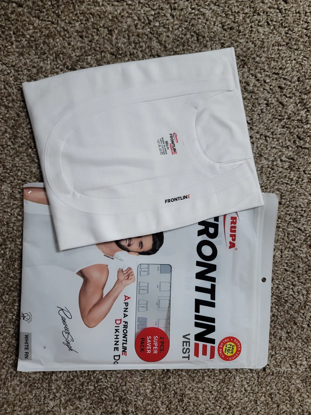 Frontline Men’s White Vest – 2 Pack Value Pack